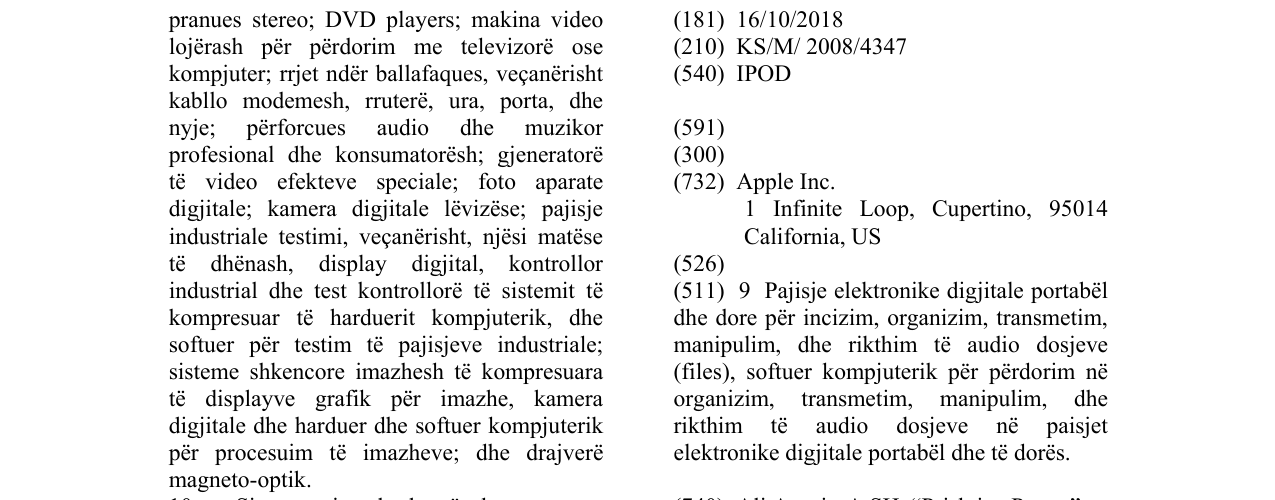 Zëri i markës IPOD në buletin