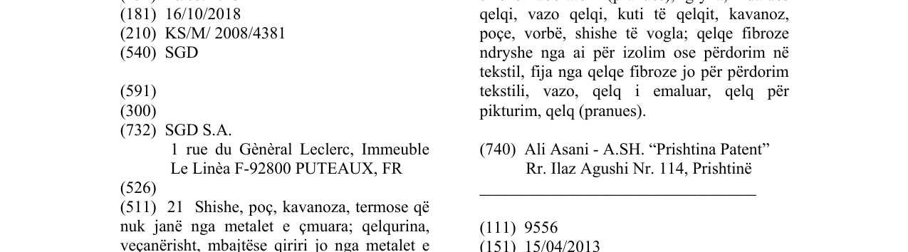 Zëri i markës SGD në buletin