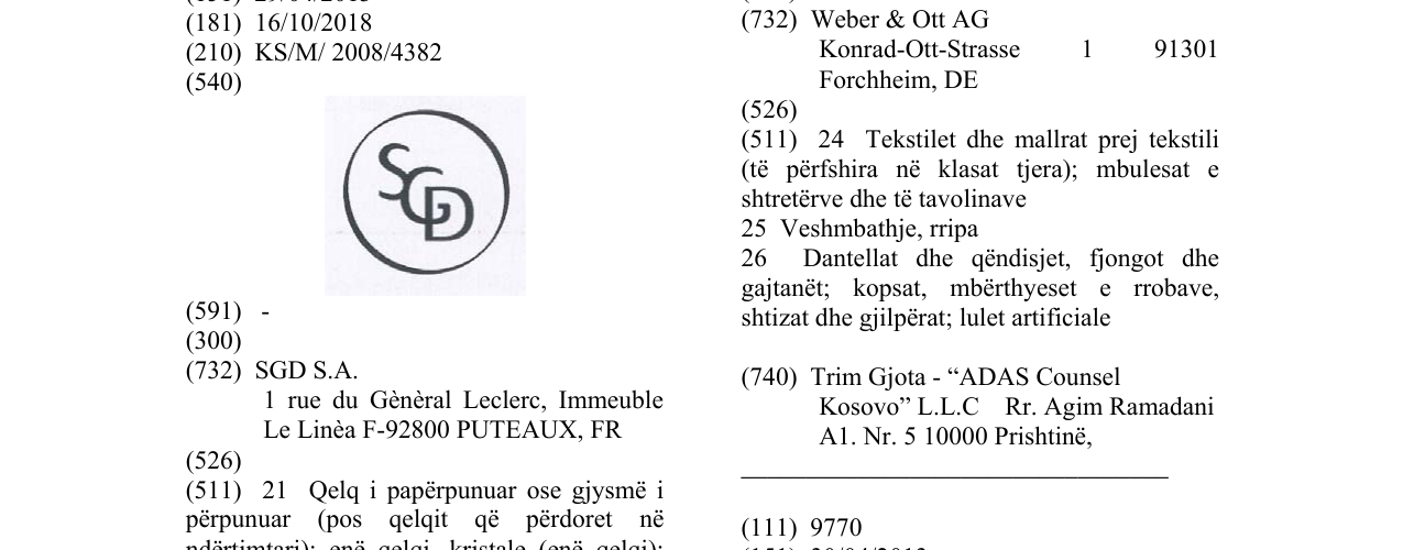 Zëri i markës SGD në buletin