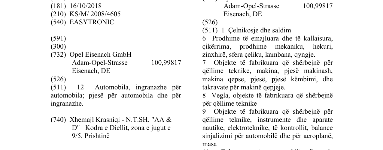 Zëri i markës EASYTRONIC në buletin