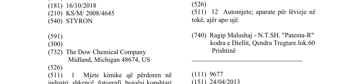 Zëri i markës STYRON në buletin