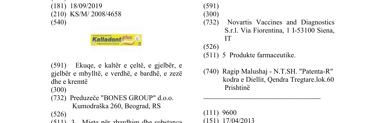 Zëri i markës Kalladont plus në buletin