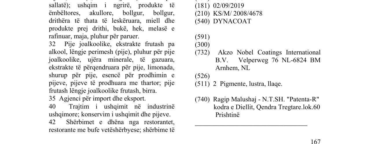 Zëri i markës DYNACOAT në buletin