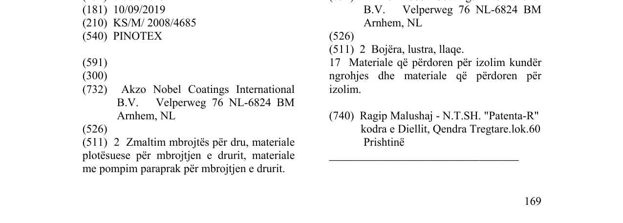 Zëri i markës PINOTEX në buletin