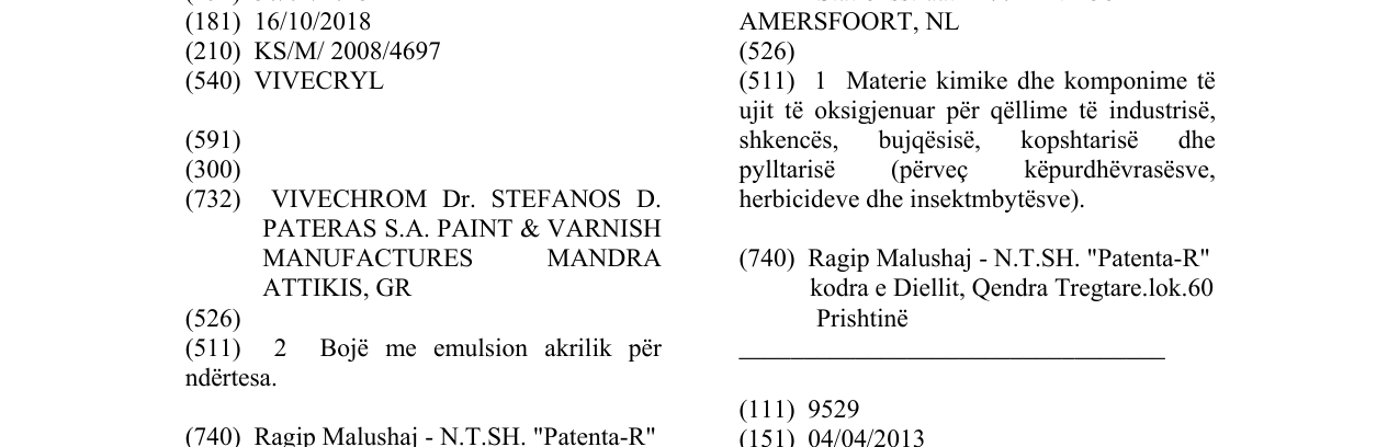 Zëri i markës VIVECRYL në buletin