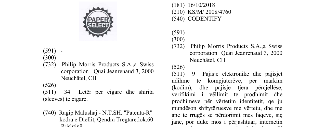 Zëri i markës CODENTIFY në buletin