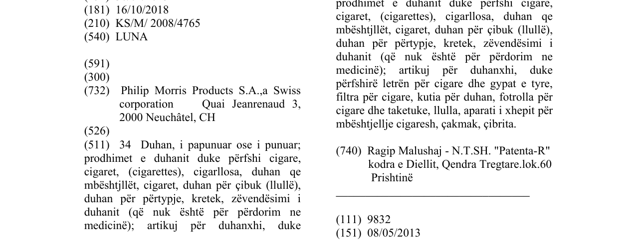 Zëri i markës LUNA në buletin