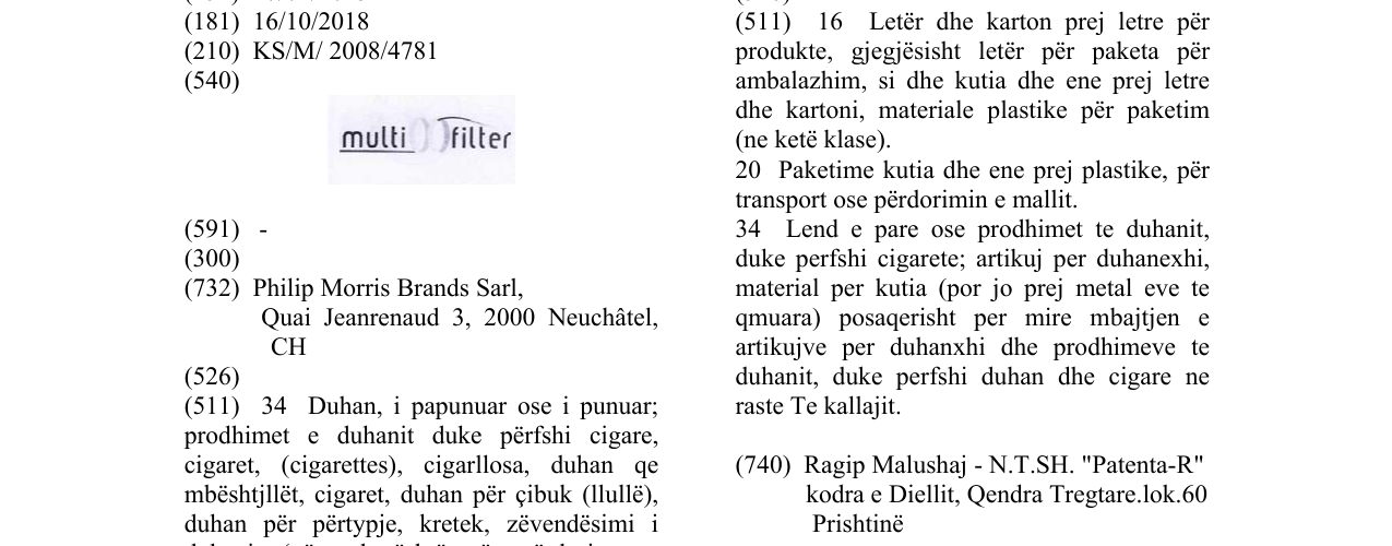 Zëri i markës multi filter në buletin
