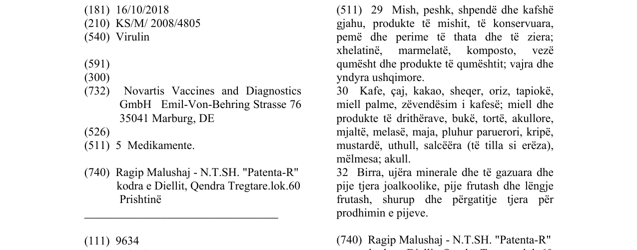 Zëri i markës Virulin në buletin