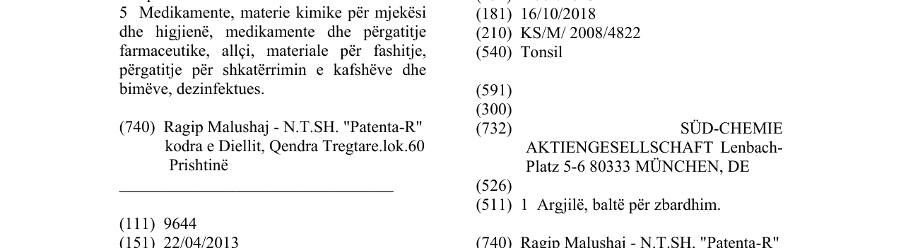 Zëri i markës Tonsil në buletin