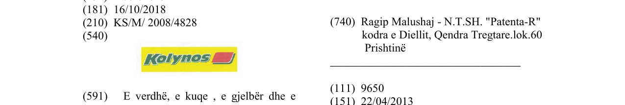 Zëri i markës Kolynos në buletin