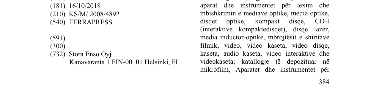 Zëri i markës TERRAPRESS në buletin