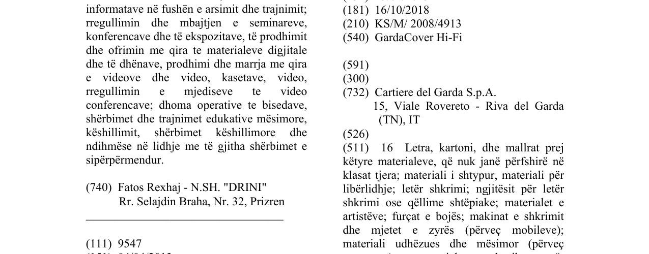 Zëri i markës GardaCover Hi-Fi në buletin