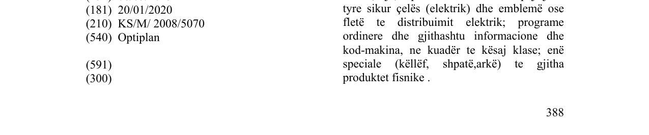 Zëri i markës Optiplan në buletin