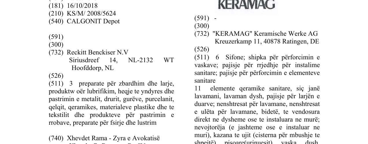 Zëri i markës CALGONIT Depot në buletin