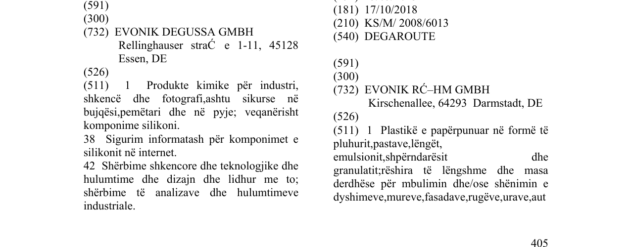 Zëri i markës DEGAROUTE në buletin