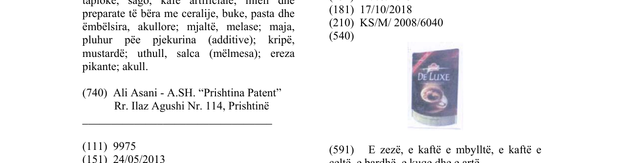 Zëri i markës DE LUXE në buletin