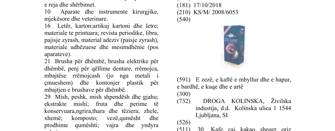 Zëri i markës DE LUXE në buletin
