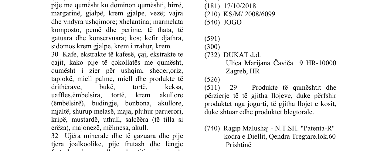 Zëri i markës JOGO në buletin