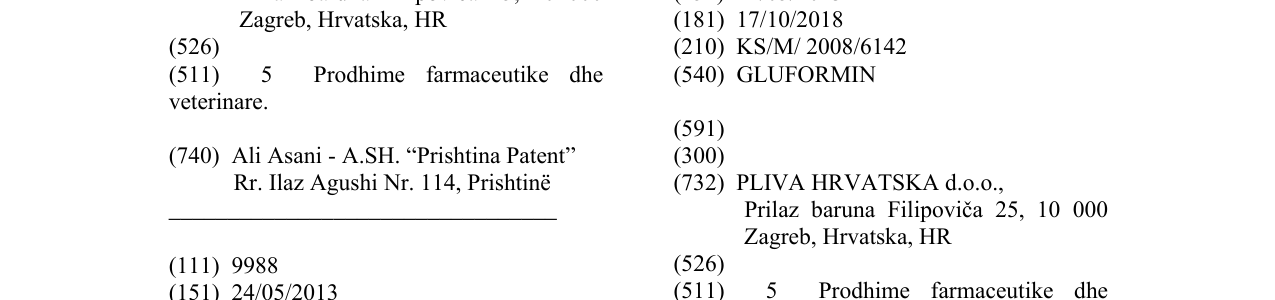 Zëri i markës GLUFORMIN në buletin