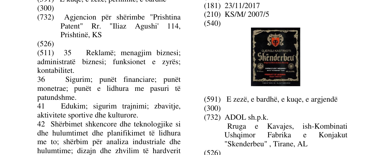 Zëri i markës SKËNDERBEU në buletin
