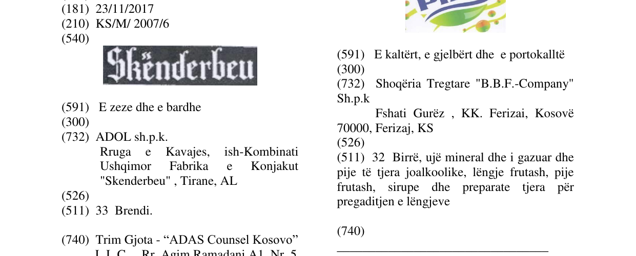 Zëri i markës SKËNDERBEU në buletin