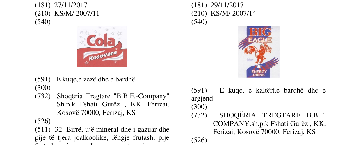 Zëri i markës BIG EAGLE në buletin