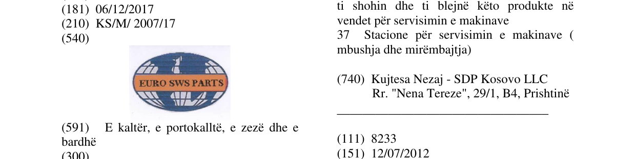 Zëri i markës EURO SWS PARTS në buletin