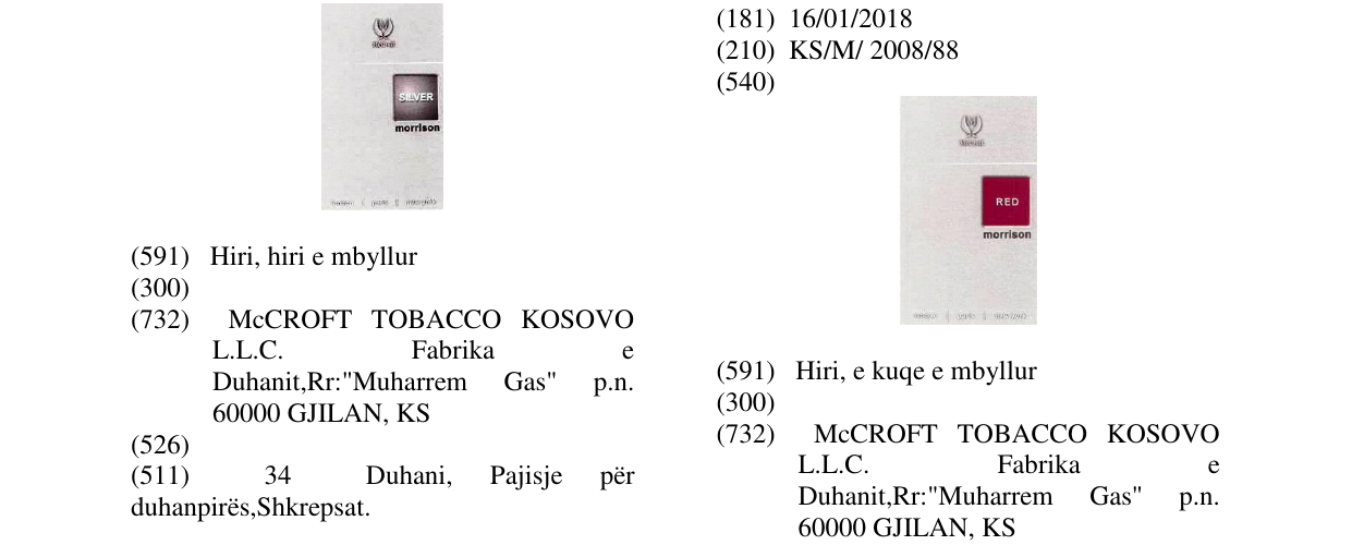Zëri i markës RED MORRISON në buletin