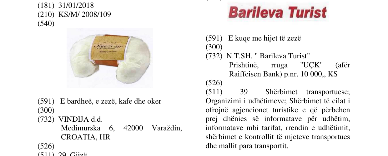 Zëri i markës Soježi sir në buletin