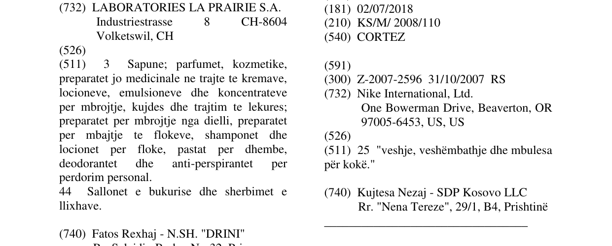 Zëri i markës CORTEZ në buletin