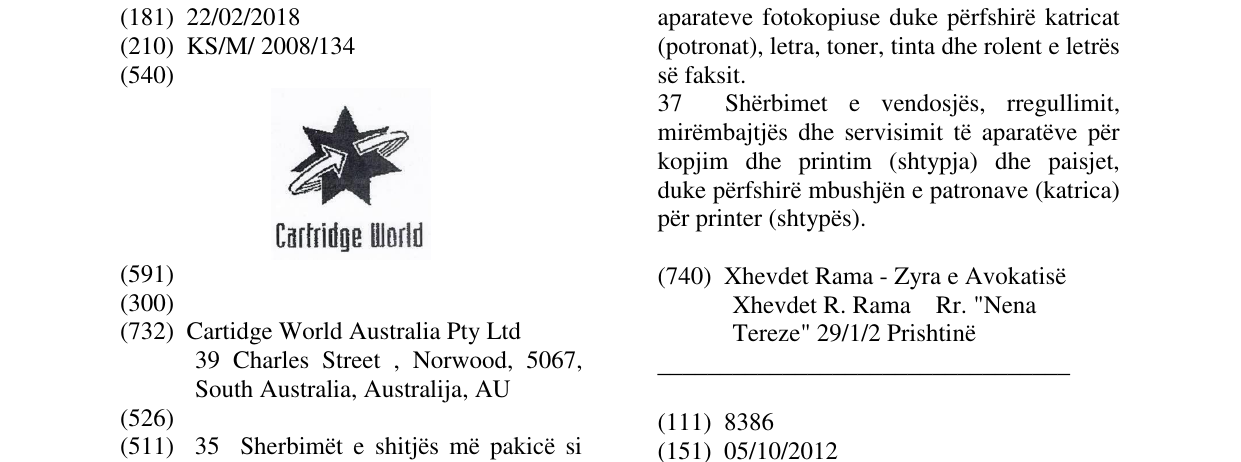 Zëri i markës CARTRIDGE WORLD në buletin
