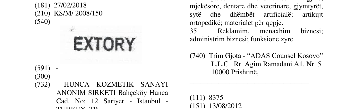 Zëri i markës EXTORY në buletin