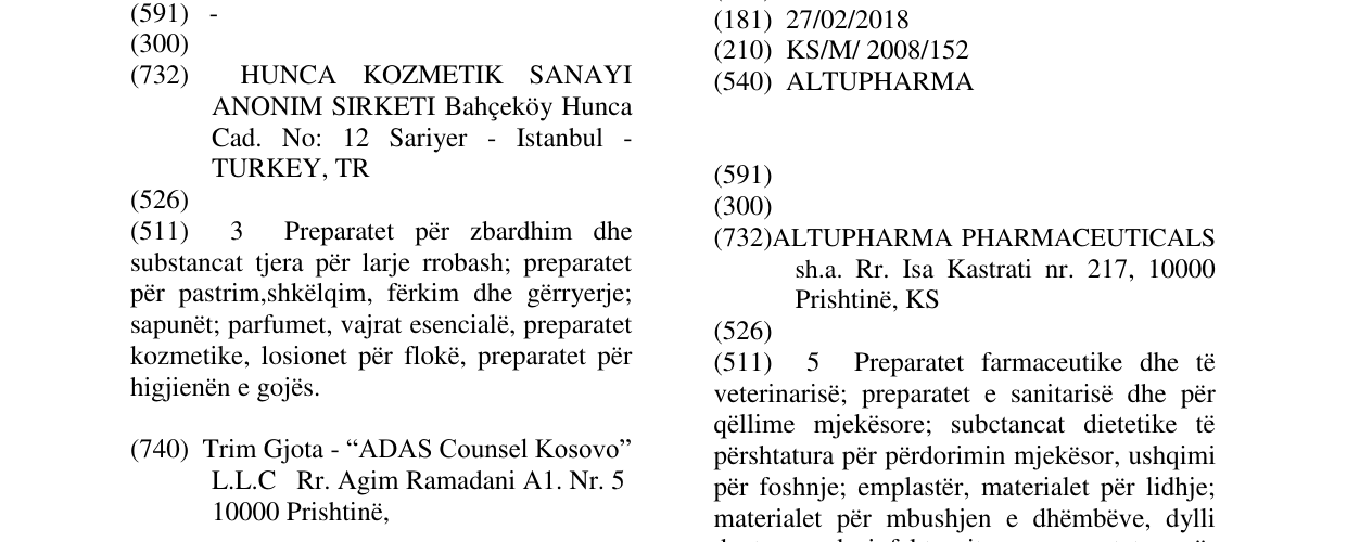 Zëri i markës ALTUPHARMA në buletin