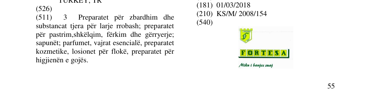 Zëri i markës FORTESA në buletin