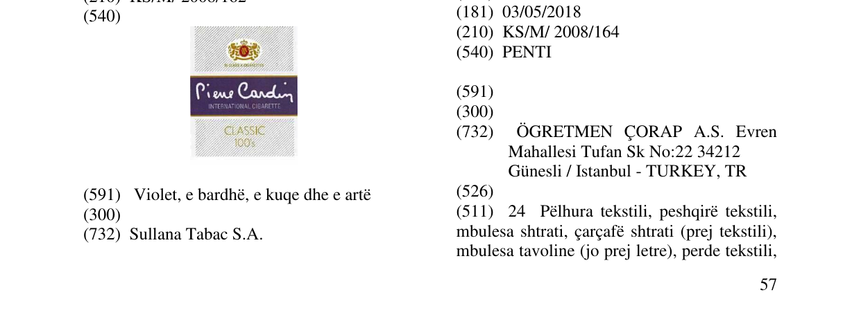 Zëri i markës PENTI në buletin
