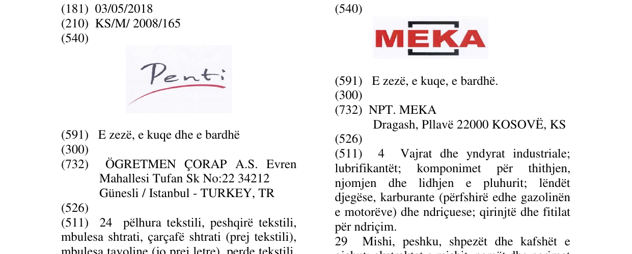 Zëri i markës PENTI në buletin