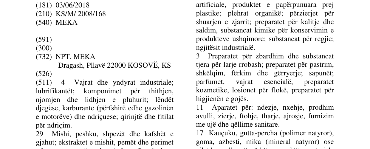 Zëri i markës MEKA në buletin