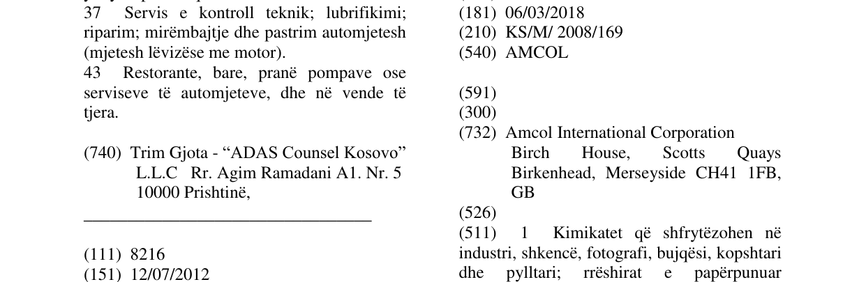 Zëri i markës AMCOL në buletin