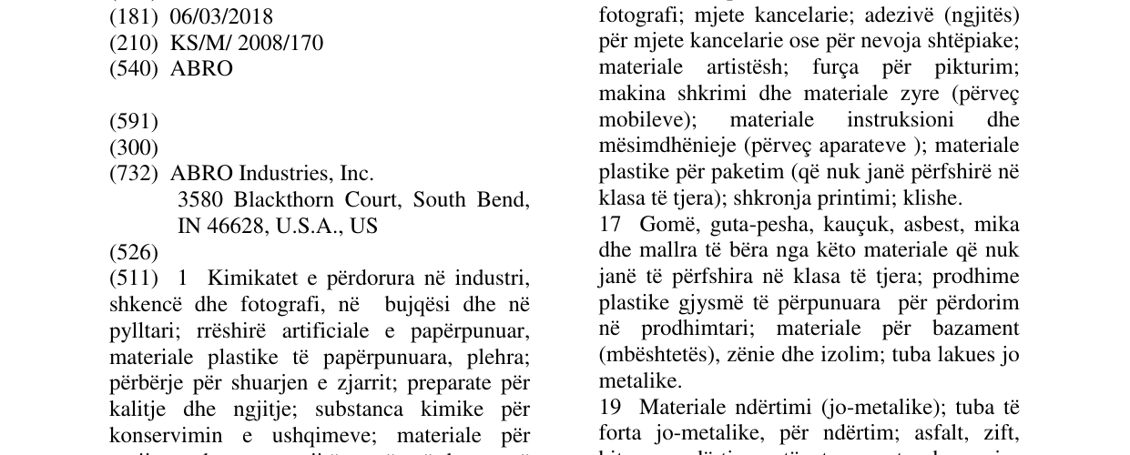 Zëri i markës ABRO në buletin