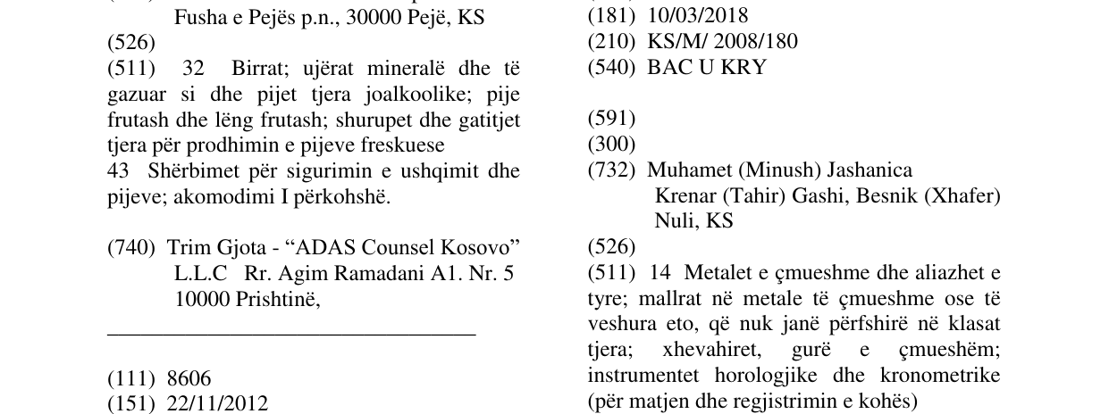 Zëri i markës BAC U KRY në buletin