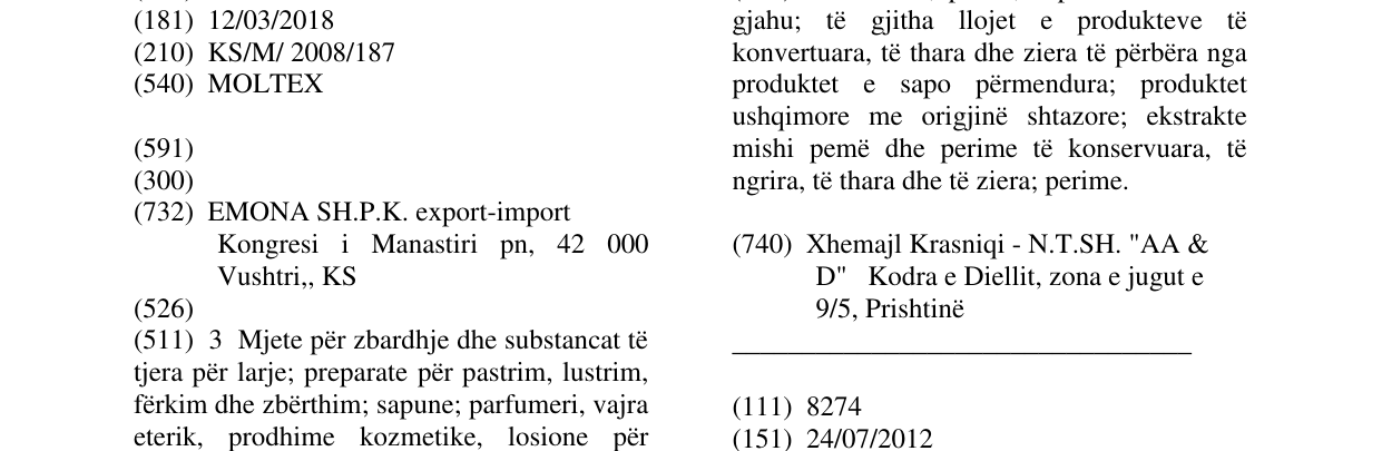 Zëri i markës MOLTEX në buletin