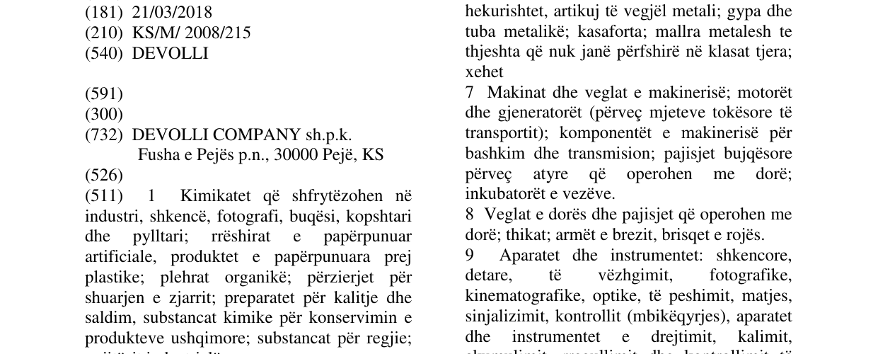 Zëri i markës DEVOLLI në buletin