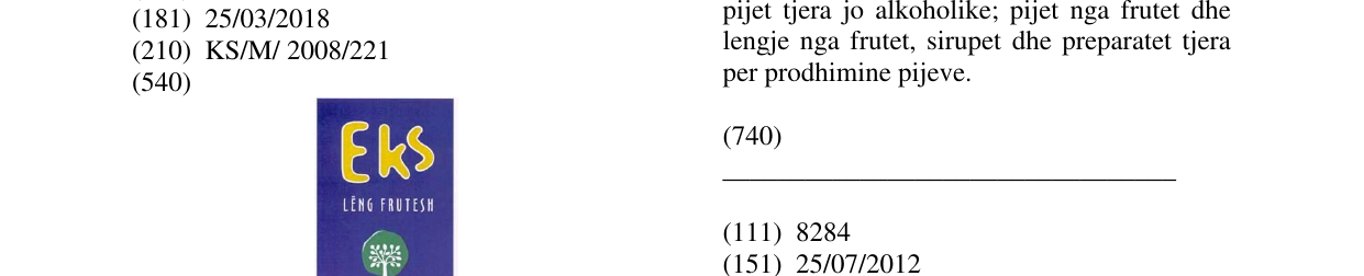 Zëri i markës EKS LËNG FRUTESH në buletin