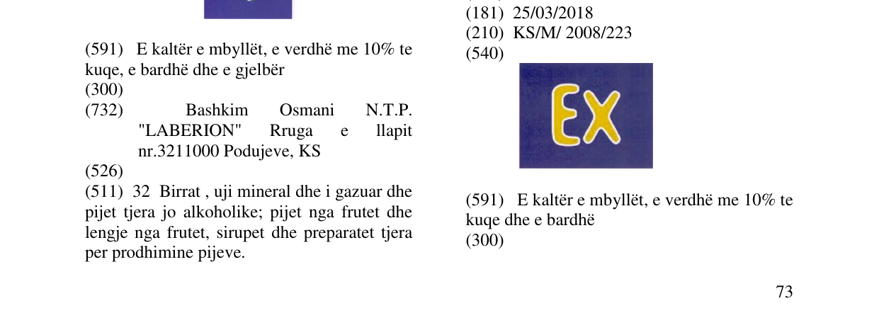 Zëri i markës EX në buletin