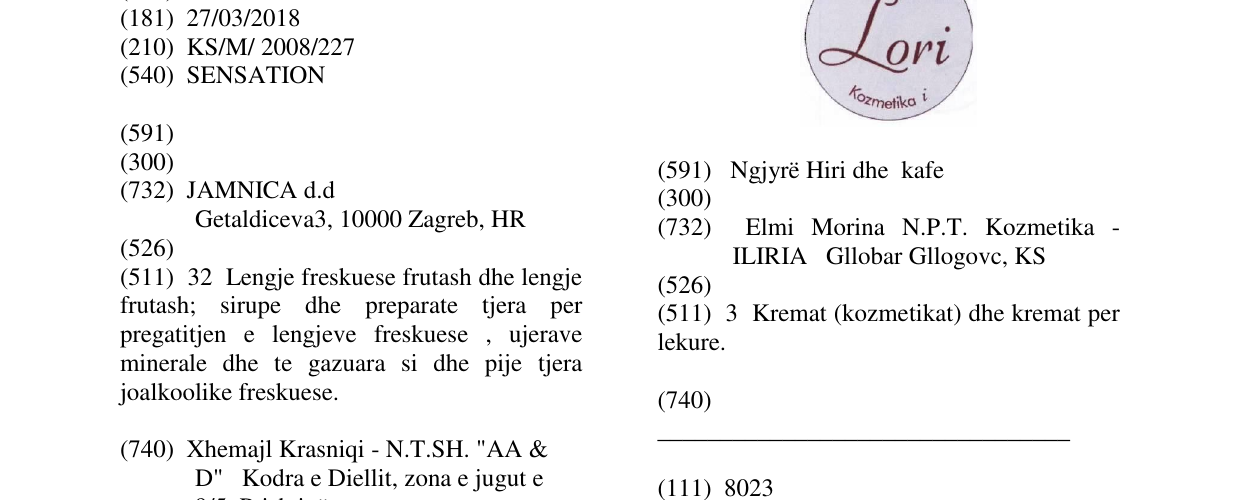 Zëri i markës SENSATION në buletin