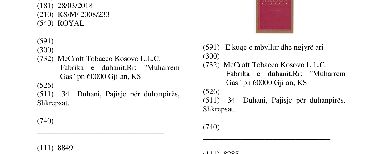 Zëri i markës ROYAL në buletin
