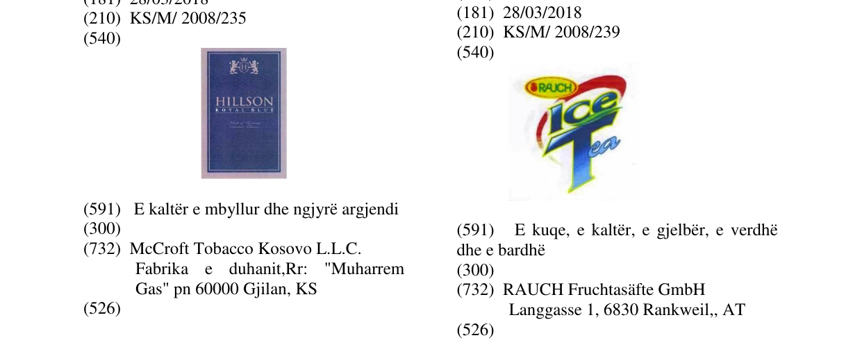 Zëri i markës ICE TEA në buletin