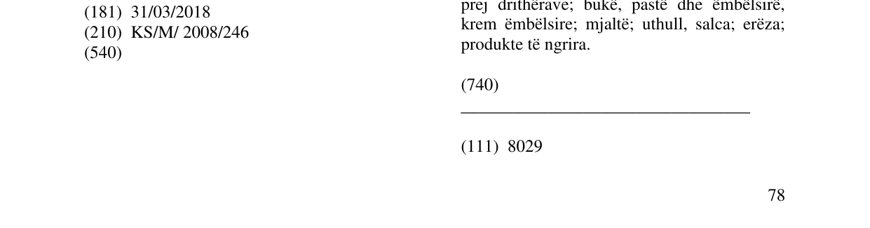 Zëri i markës PRALINE në buletin