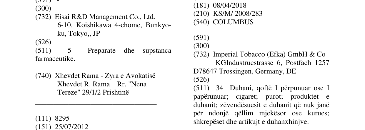 Zëri i markës COLUMBUS në buletin